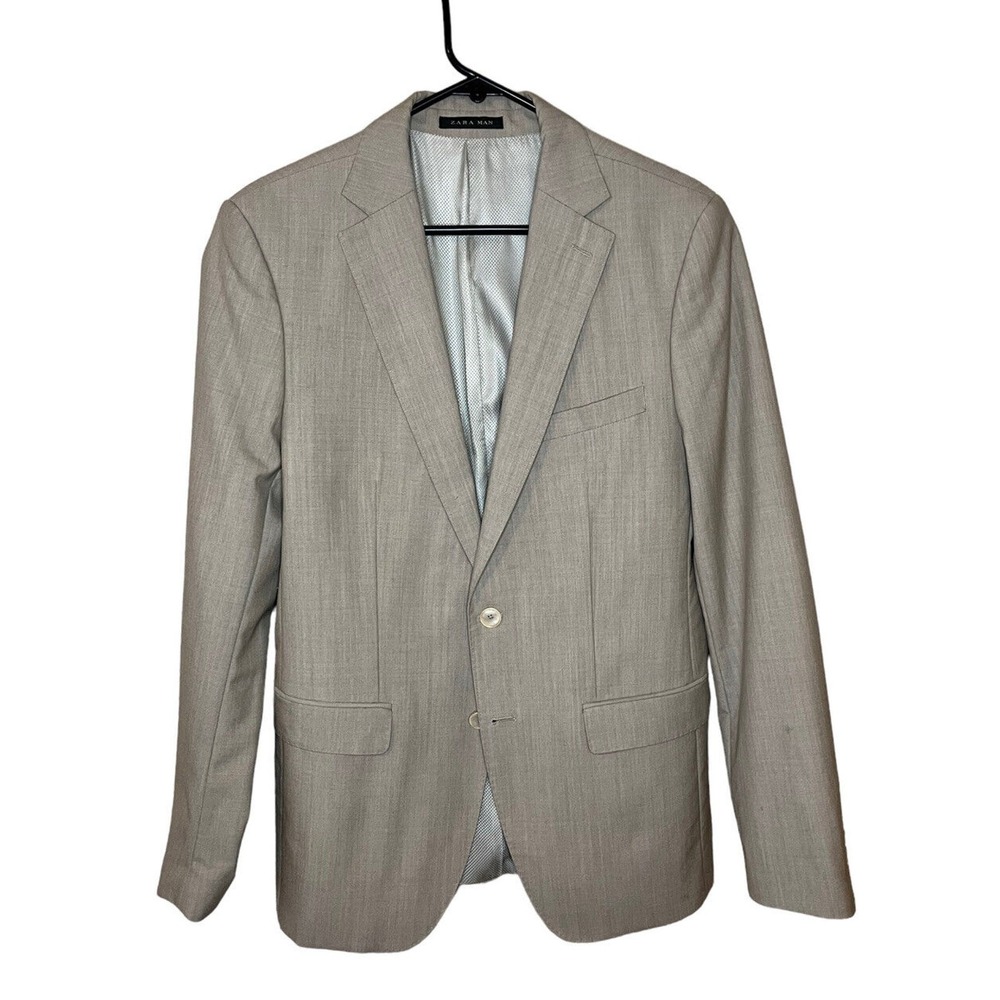Zara Man Men's Blazer Size 38‎ Lt Gray Classic Fit w/Shoulder Pads Inner Pockets